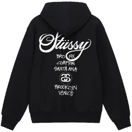 Stussy World Tour Hoodie In Black