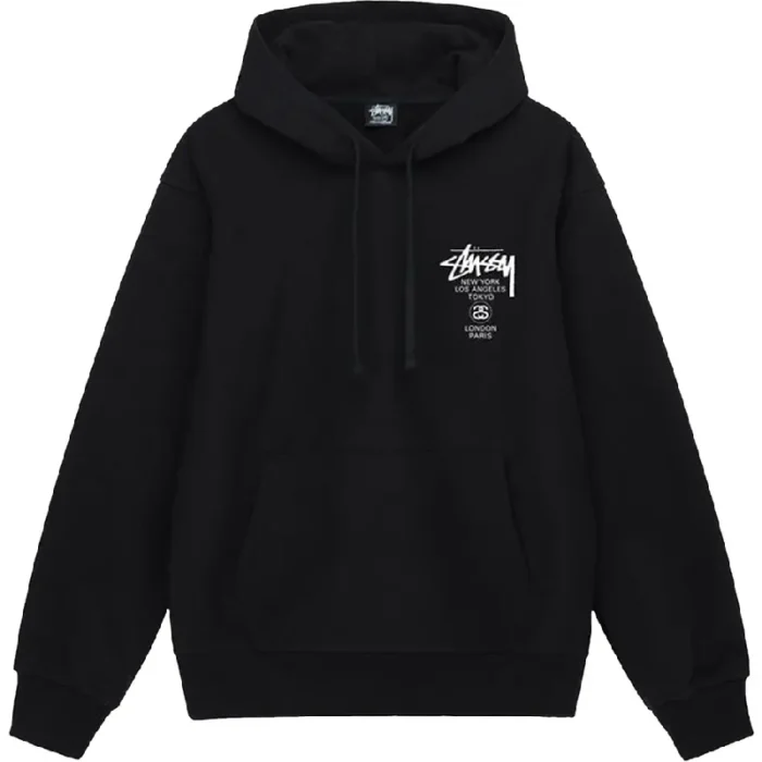 Stussy World Tour Hoodie In Black-front