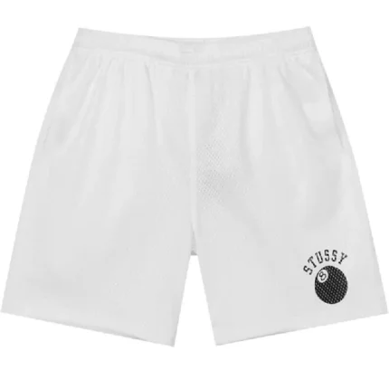 White Stussy 8 Ball Shorts