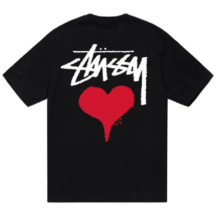 Stussy Heart Shirt In Black-back