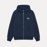 Basic Stussy Zip Hoodie Navy