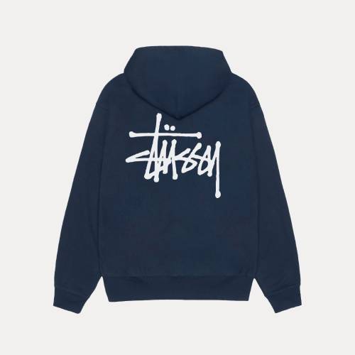 Basic Stussy Zip Hoodie Navy-Back