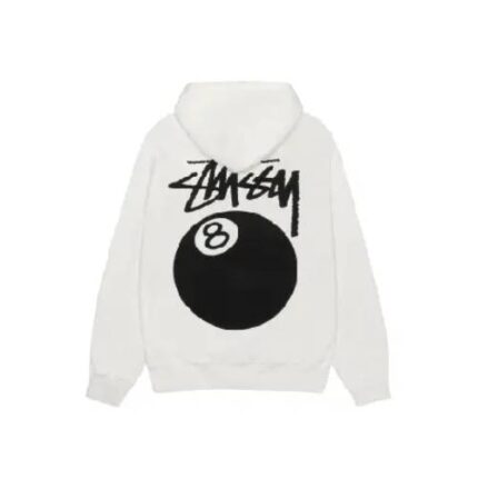Stussy 8 Ball Zip Up White Hoodie