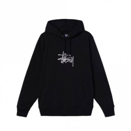 Stussy Basic Embroidered Black Pullover Hoodie