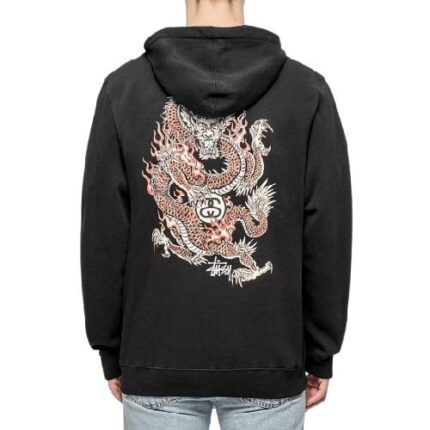 Stussy Fire Dragon Zip Black Hoodie