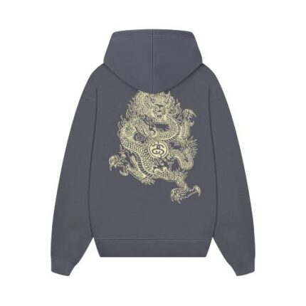 Stussy Golden Asian Dragon Dark Grey Hoodie
