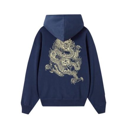 Stussy Golden Asian Dragon Navy Hoodie