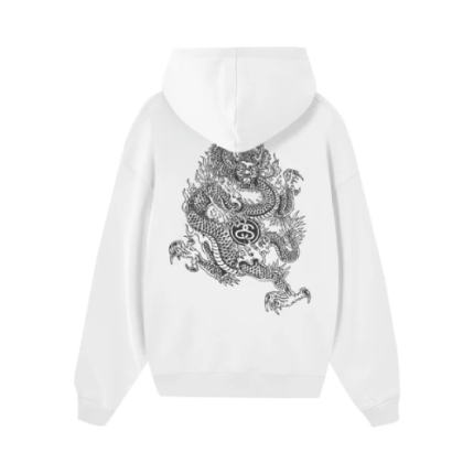 Stussy Golden Asian Dragon White Hoodie