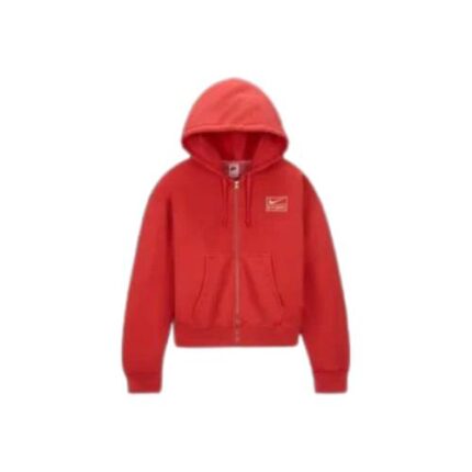 Stussy x Nike Zip Fleece Red Hoodie