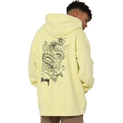Stussy Script Dragon Pigment Citrus Hoodie-back