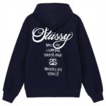 Stussy World Tour Zip Up Navy Hoodie