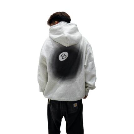 stussy 8 ball fade hoodie grey -Back