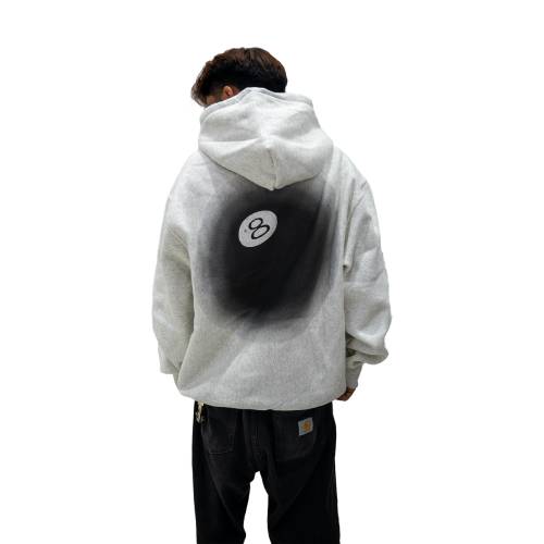 stussy 8 ball fade hoodie grey -Back