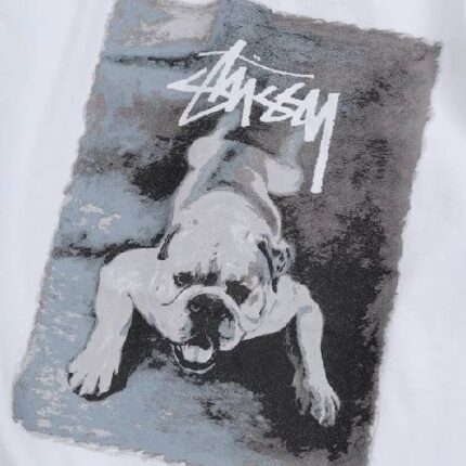 Stussy Bulldog For Men's White Tee