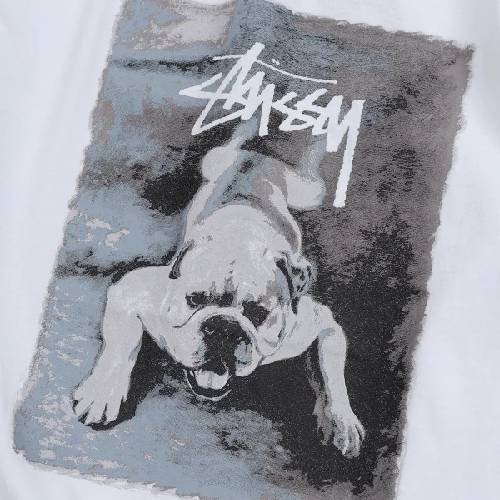 Stussy Bulldog For Men's White Tee