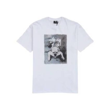 Stussy Bulldog For Men's White Tee