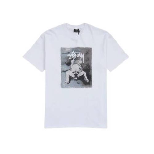 Stussy Bulldog For Men's White Tee