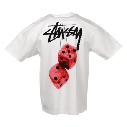 Stussy Fuzzy Red Dice White T Shirt