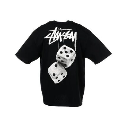 Stussy Fuzzy White Dice Black Tee