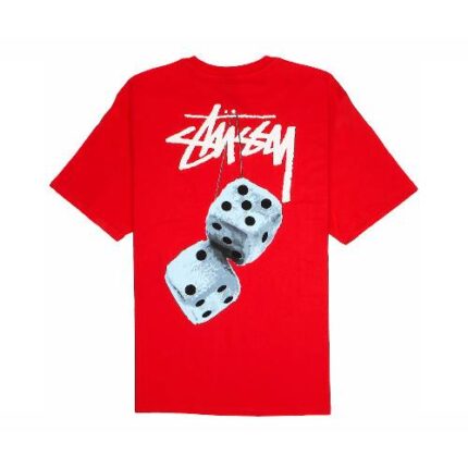 Stussy Fuzzy White Dice Red Tee