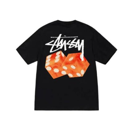 Stussy Orange Dice Out Black Tee