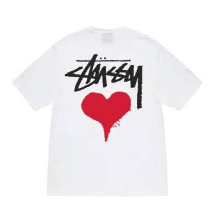 Stussy Stock Heart White T Shirt