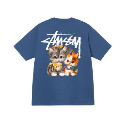 Stussy kittens Navy Midnight T Shirt